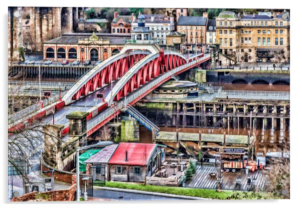 Swing Bridge Gateshead Acrylic by Valerie Paterson