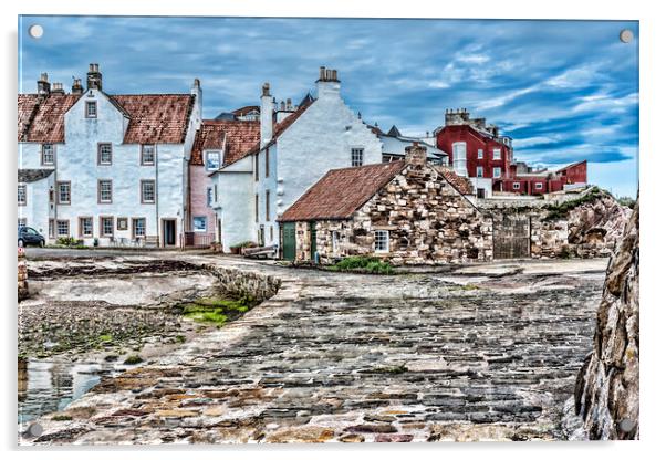 Pittenweem Harbour Houses Acrylic by Valerie Paterson