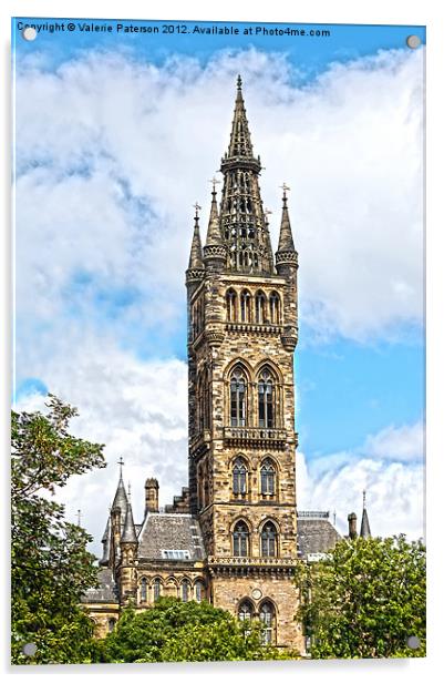 Glasgow University Tower Acrylic by Valerie Paterson