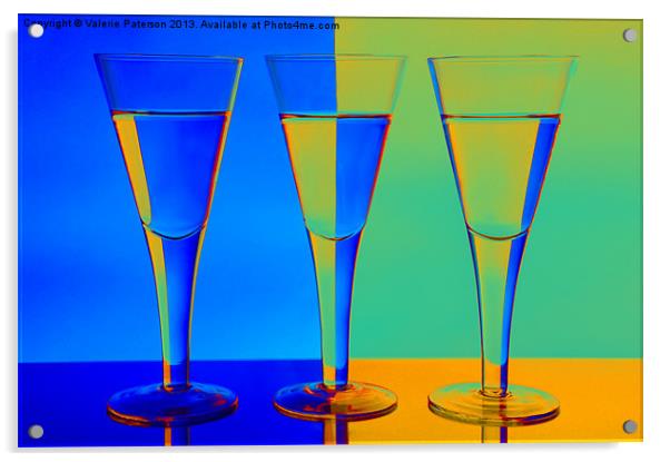 Blue & Orange Wine Glasses Acrylic by Valerie Paterson