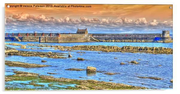 Saltcoats Harbour Low Tide Acrylic by Valerie Paterson