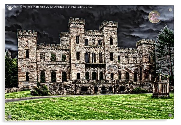 Eerie Loudoun Castle Acrylic by Valerie Paterson