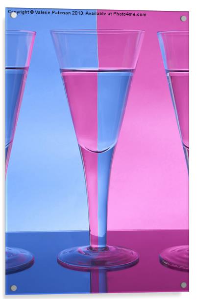 Pink & Blue Wine Glasses Acrylic by Valerie Paterson