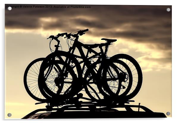 Silhouette Bike Ride Acrylic by Valerie Paterson