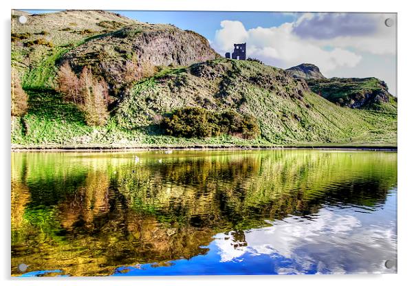 St Margarets Loch Holyrood Acrylic by Valerie Paterson