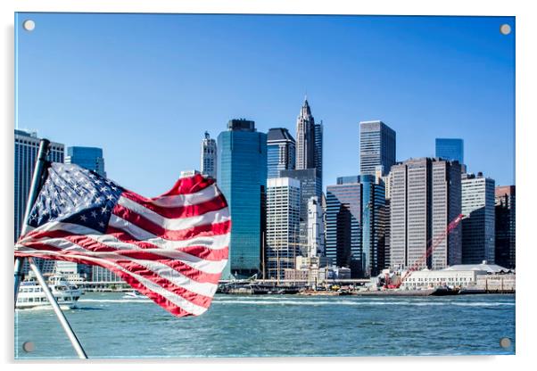 American Flag in NYC Acrylic by Valerie Paterson