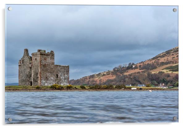 Lochranza Castle Acrylic by Valerie Paterson