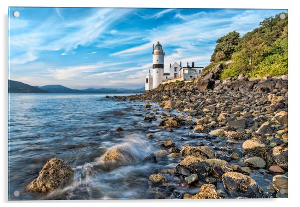 Cloch Lighthouse Gourock Acrylic by Valerie Paterson