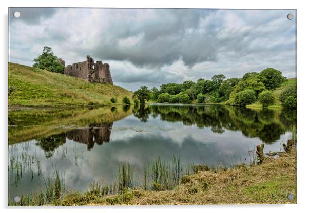 Morton Castle Reflection Acrylic by Valerie Paterson