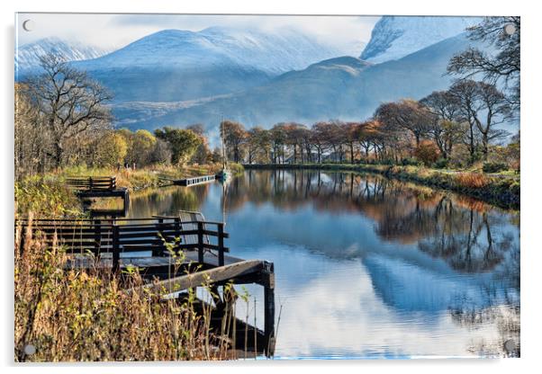 Caledonian Canal and the Nevis Range Acrylic by Valerie Paterson