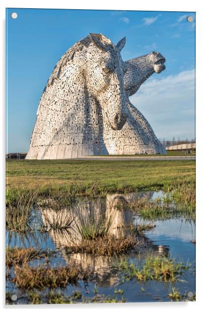 Kelpies Reflection Acrylic by Valerie Paterson