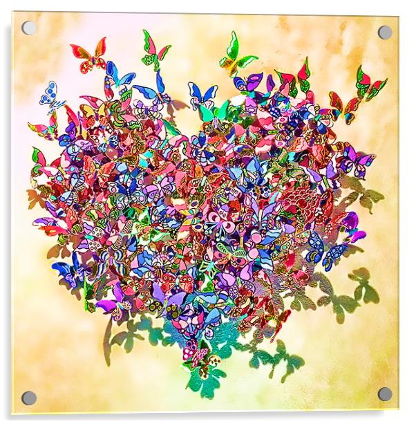 Butterfly Heart Acrylic by Valerie Paterson