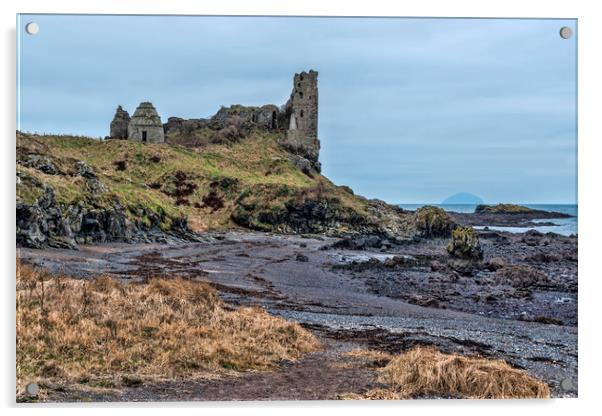 Dunure Castle Acrylic by Valerie Paterson