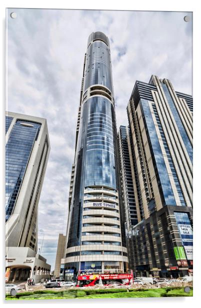 Dubai Blue Tower Acrylic by Valerie Paterson