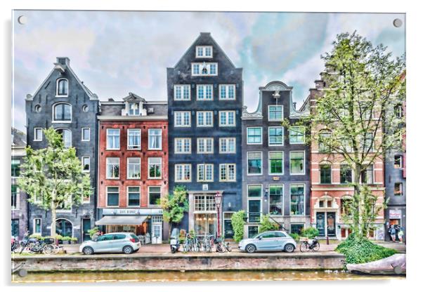 Amsterdam Houses  Acrylic by Valerie Paterson