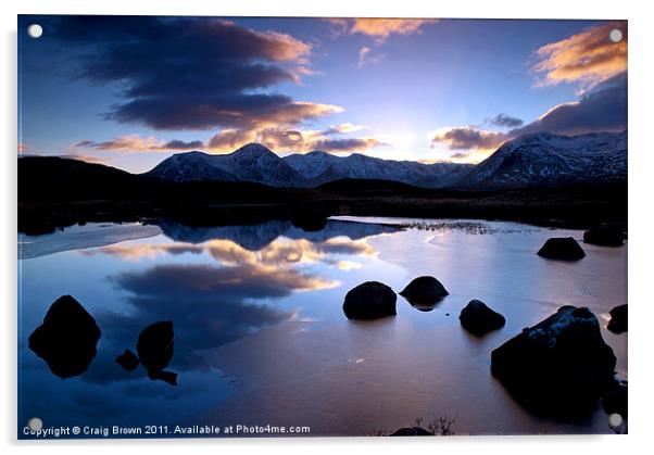 Blackmount sunset Scotland Acrylic by Craig Brown