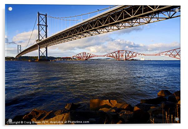 Forth Bridges Scotland Acrylic by Craig Brown