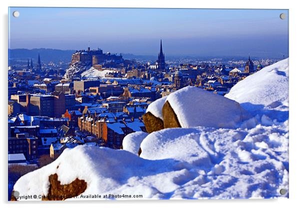 Edinburgh in Winter Acrylic by Craig Brown