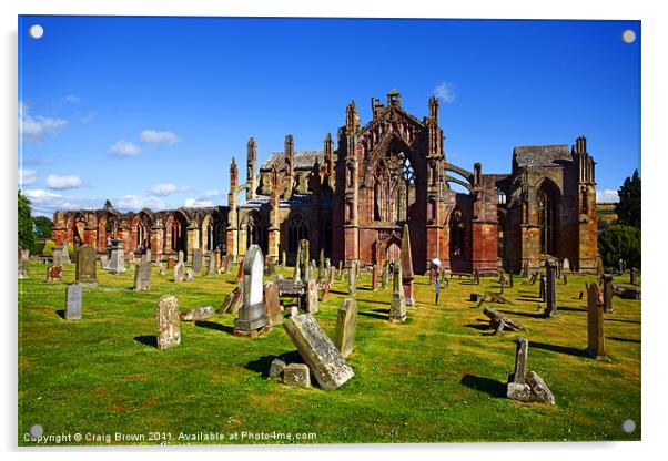 Melrose Abbey Scotland Acrylic by Craig Brown