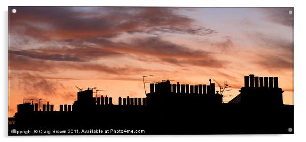 Silhouetted Rooftops at Dusk Acrylic by Craig Brown