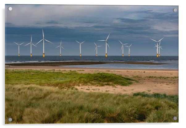 Redcar wind turbines Acrylic by Gary Eason