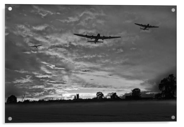 Bomber county: Lincolnshire sunset, B&W version Acrylic by Gary Eason