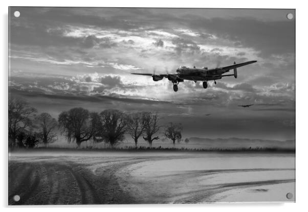 Lancasters morning return, B&W version Acrylic by Gary Eason
