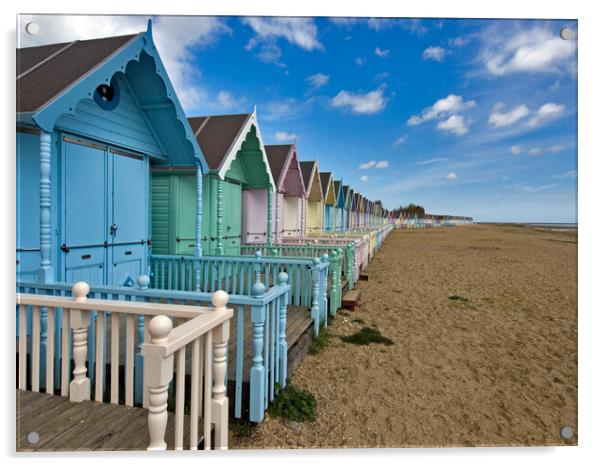 Pastel beach huts on Mersea island Acrylic by Gary Eason