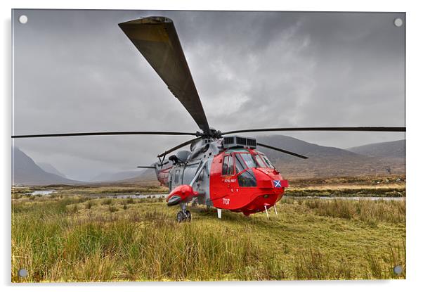 Royal Navy Sea King, Glencoe Acrylic by Gary Eason