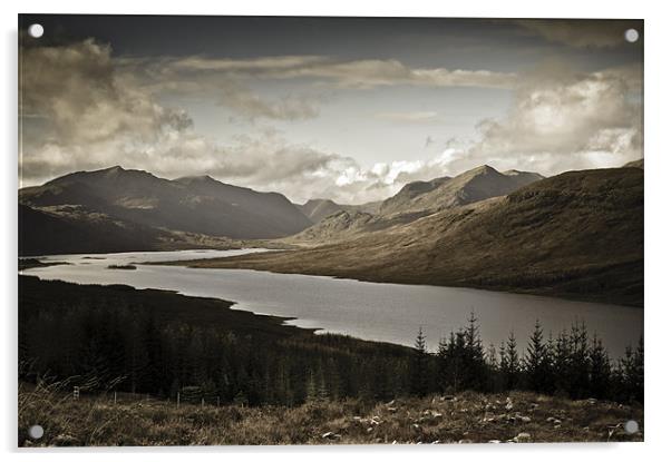Highland view Loch Loyne aged Acrylic by Gary Eason