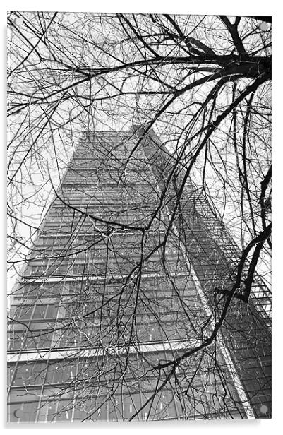 Heron Tower London black and white Acrylic by Gary Eason