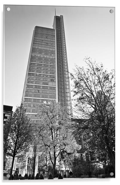 Heron Tower London black and white Acrylic by Gary Eason