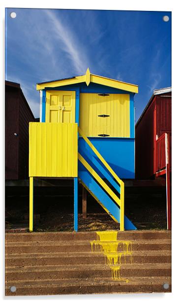 Oops colourful beach hut Acrylic by Gary Eason