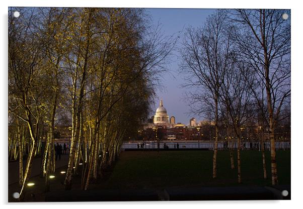 St Paul's with silver birches Acrylic by Gary Eason
