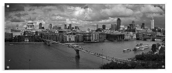 St Paul's and the City panorama BW Acrylic by Gary Eason
