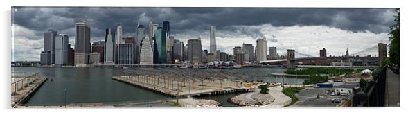 Manhattan from Brooklyn panorama 2 Acrylic by Gary Eason
