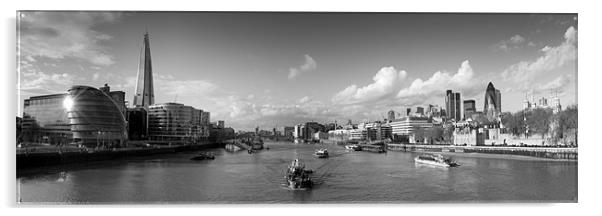 View from Tower Bridge black and white Acrylic by Gary Eason