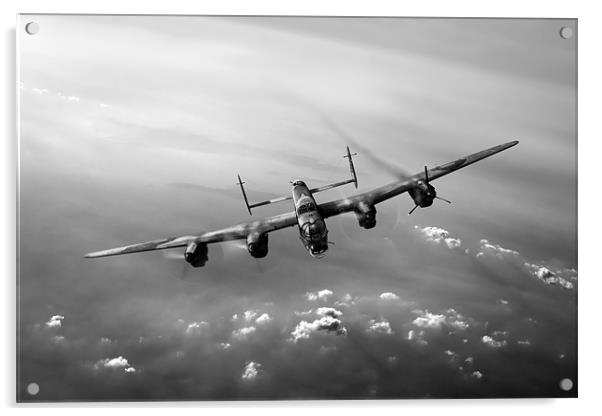 Lone Lancaster black and white version Acrylic by Gary Eason