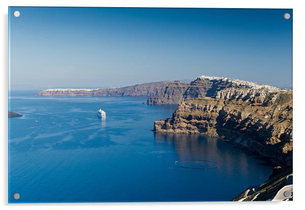 Santorini caldera Acrylic by Gary Eason