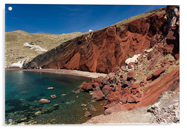 Red Beach, Santorini Acrylic by Gary Eason