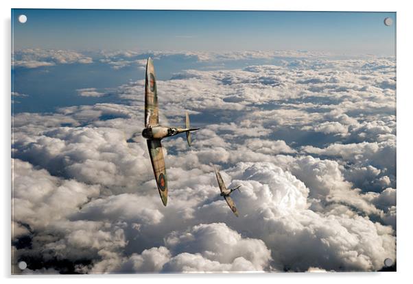 Spitfires turning in Acrylic by Gary Eason