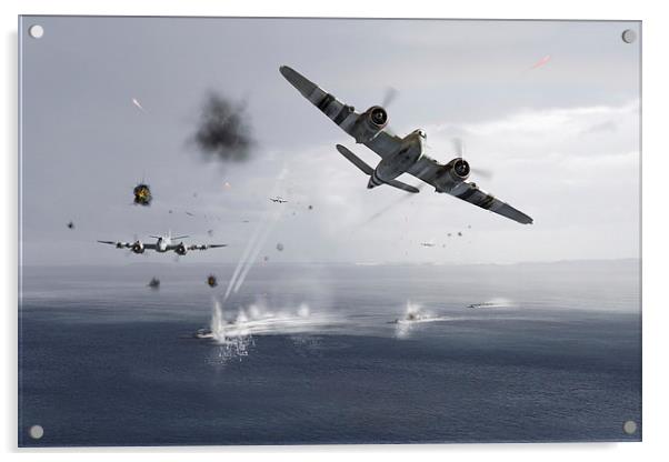 Beaufighters attacking E-boats Acrylic by Gary Eason