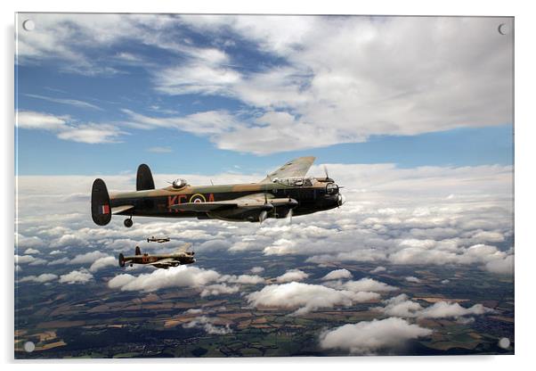 617 Squadron Tallboy Lancasters Acrylic by Gary Eason