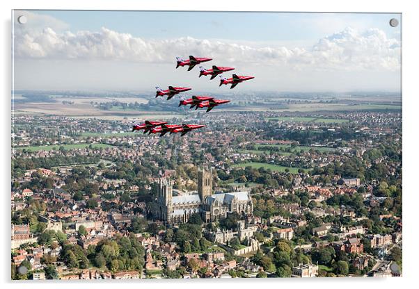 Red Arrows over Lincoln Acrylic by Gary Eason