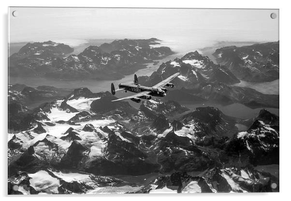 Lancaster over Greenland black and white version Acrylic by Gary Eason