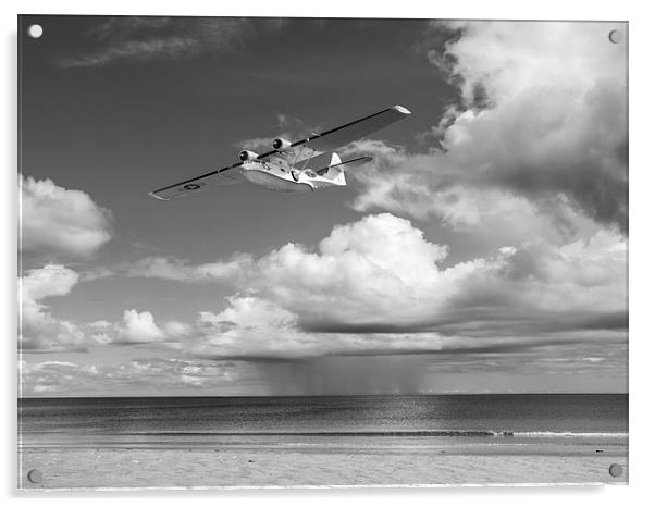 Consolidated PBY Catalina black and white version Acrylic by Gary Eason