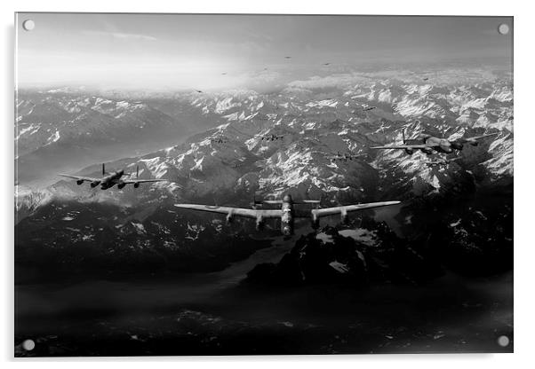Target Tirpitz in sight black and white version Acrylic by Gary Eason