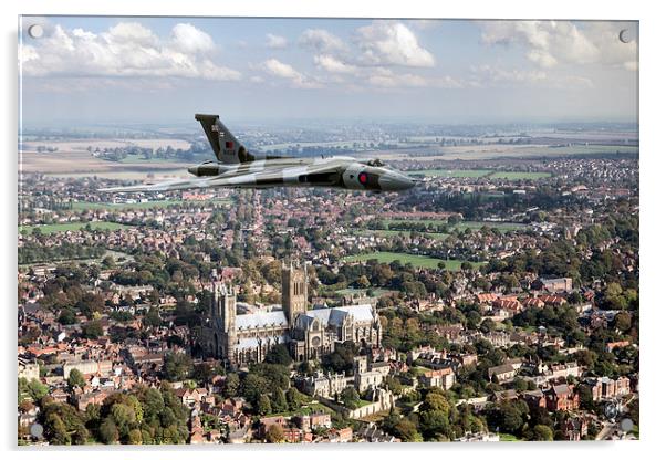 Avro Vulcan passing Lincoln Cathedral Acrylic by Gary Eason