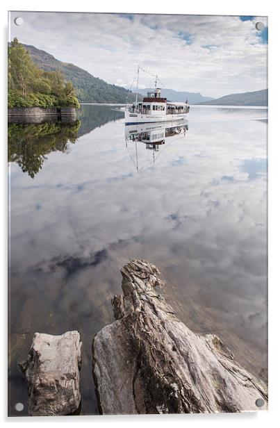 Steamship Sir Walter Scott on Loch Katrine Acrylic by Gary Eason