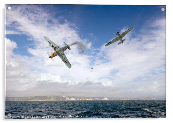 Bf109 down in the Channel Acrylic by Gary Eason